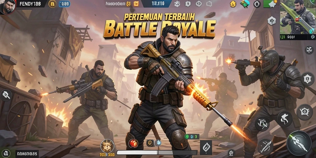 Screenshot FENDY188 menampilkan aksi mendebarkan di medan perang Battle Royale.