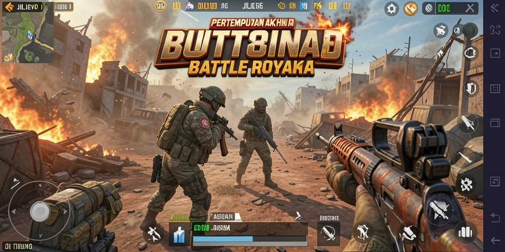 Gameplay menegangkan di JILIEVO saat bertempur dengan pemain lain.