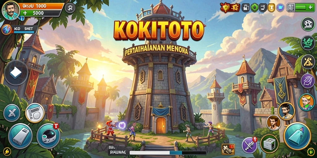 Tangkapan layar KOKITOTO dengan aksi menara yang mendebarkan.
