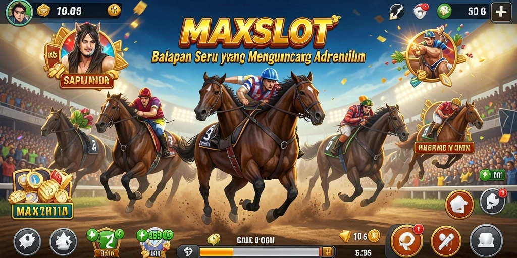 Screenshot gameplay <strong>MAXSLOT</strong> menampilkan mobil balap melaju kencang di lintasan yang menantang.