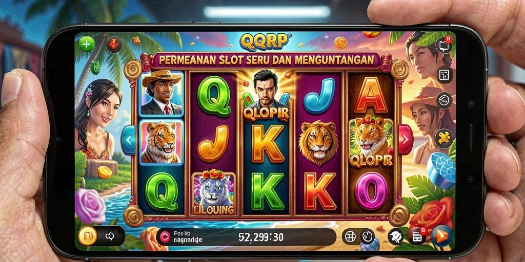 Screenshot utama QQRP menampilkan aksi seru permainan slot.